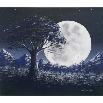 L arbre au clair de lune, Peinture Acrylique, 46x55cm.