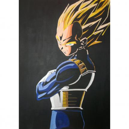 Vegeta Super Saiyan, Peinture Acrylique, 70x50cm.