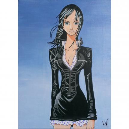 Fan Art/Manga Art One Piece, Nico Robin style Ennies Lobby, Peinture Acrylique sur toile 40x30cm.