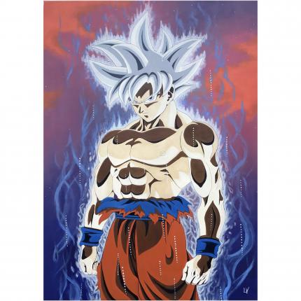 Goku Ultra Instinct V2, Peinture acrylique sur toile, 70x50cm.