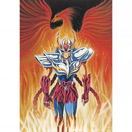 Tableau Ikki le chevalier au Phoenix peinture acrylique sur toile 70x50cm.
